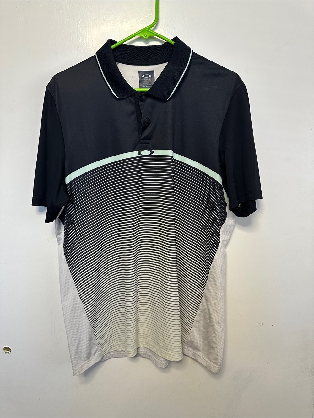 Oakley Black, White & Mint Gradient Athletic Polo
